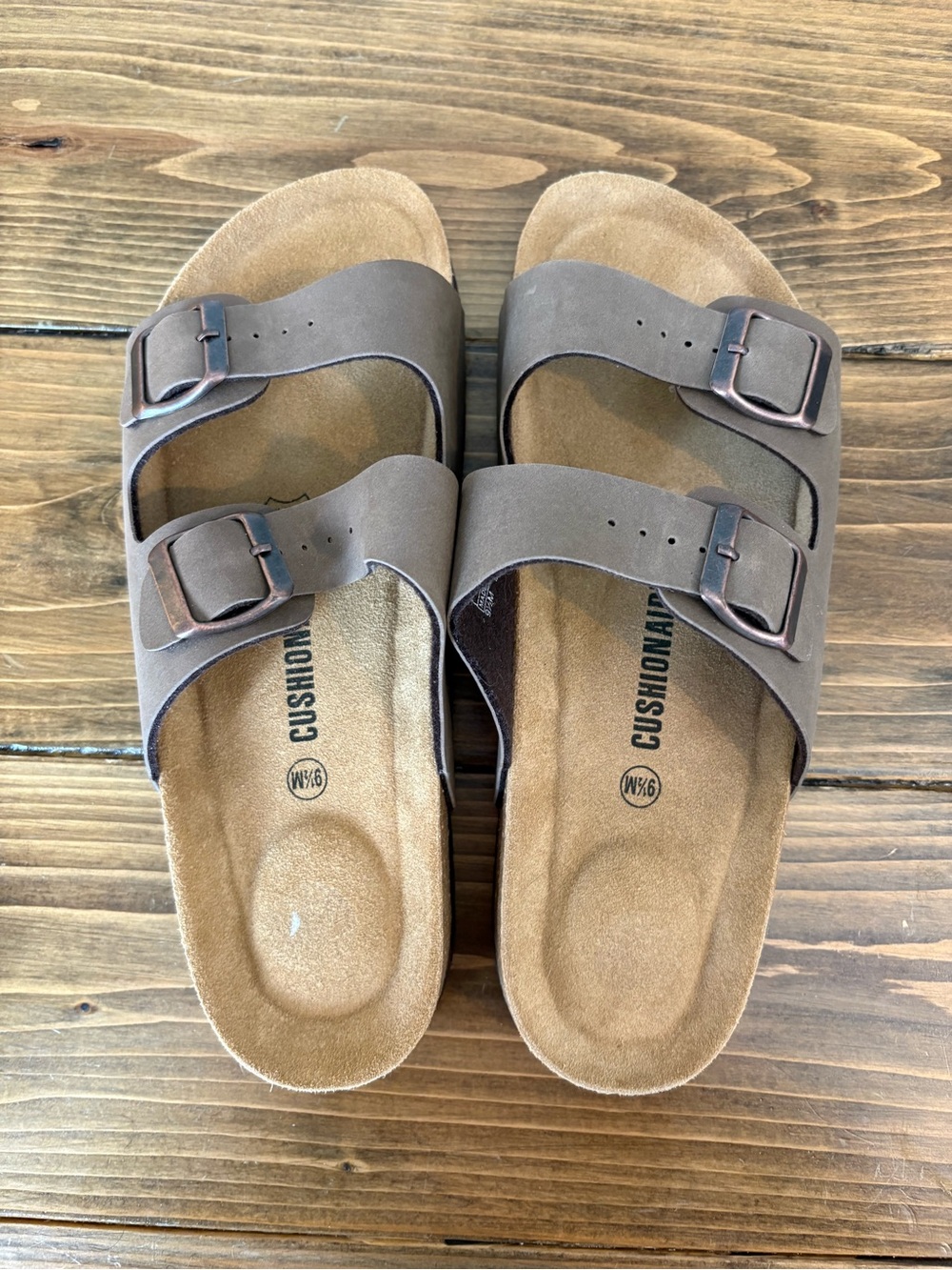 Women’s Two-Band Adjustable Brown Sandals - Cushioned Footbed